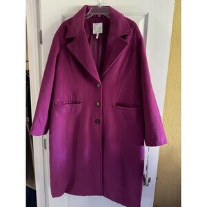 NWT Avec Les Filles Ladies Coat Magenta Size XL Notch‎ Collar 3 Buttons